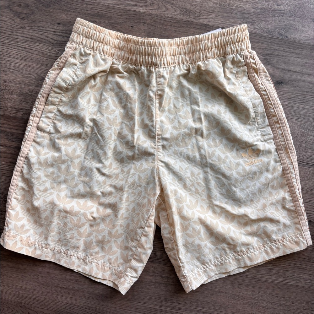 adidas Cream Patterned Swim Trunks